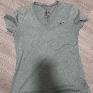 Nike Women's V-Neck Short Sleeve Top - Sage Green Heather